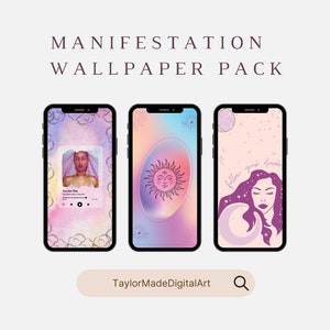 Manifestation and Astrology Digital Phone Wallpaper | Pastel Wallpaper | Instant Digital Download