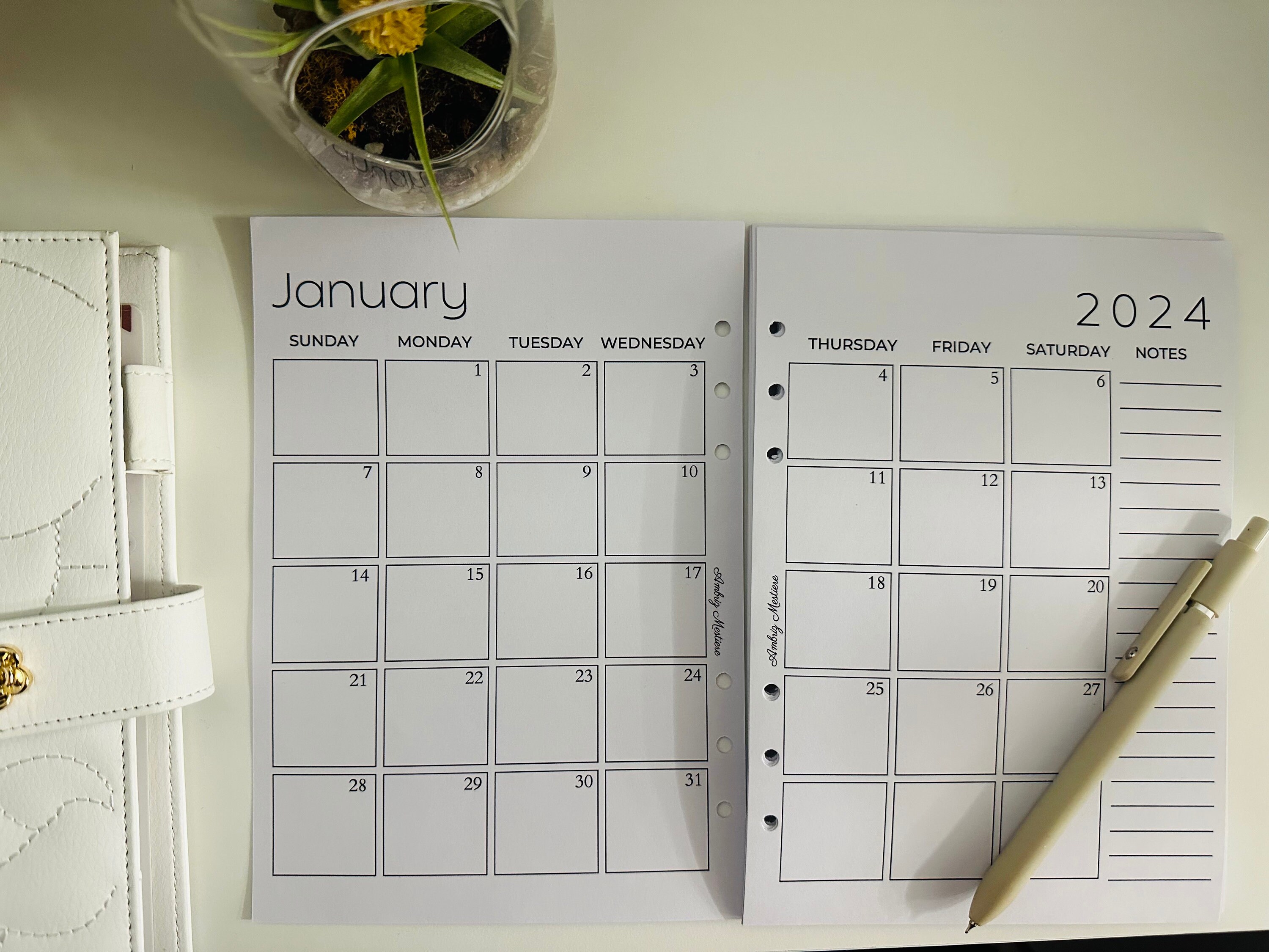 Printed A5 Dated Monthly Planner Inserts | Monthly 2 Page Planner ...