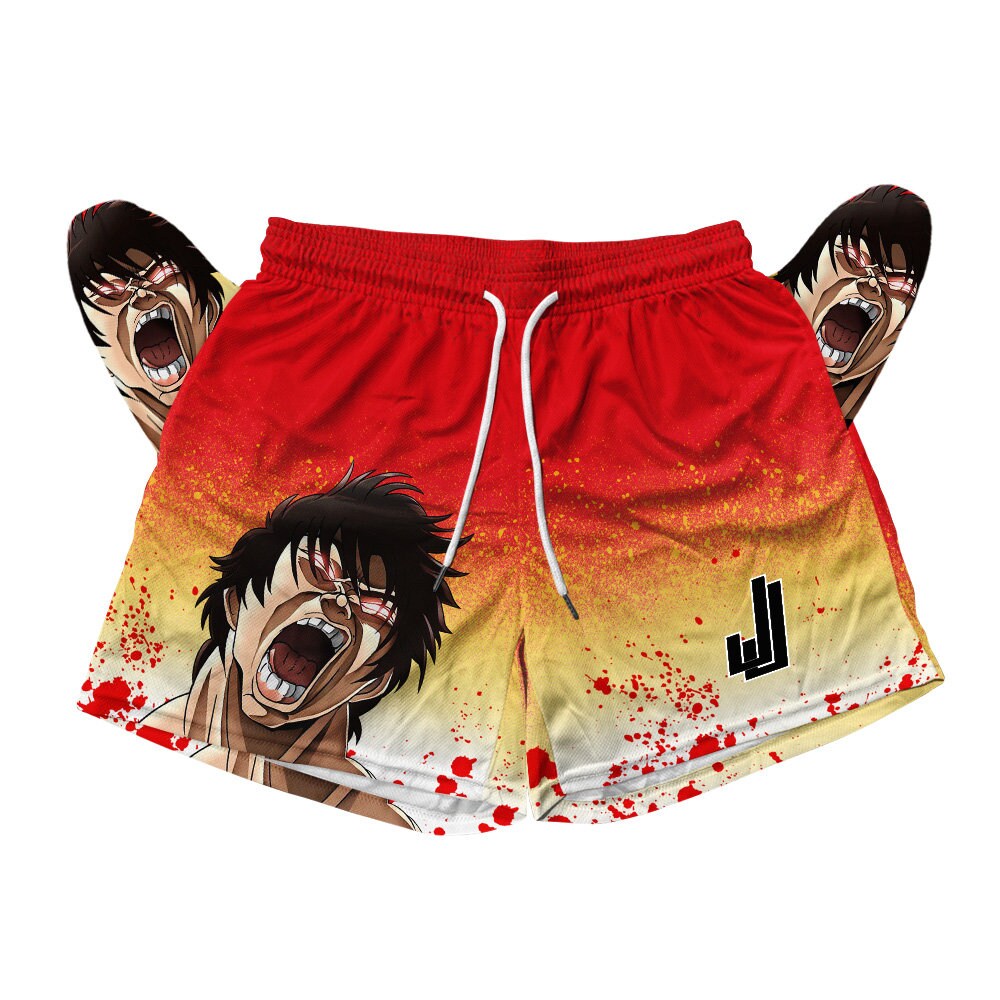 Anime Baki Hanma Gym Shorts Men Manga Print Workout Quick Dry