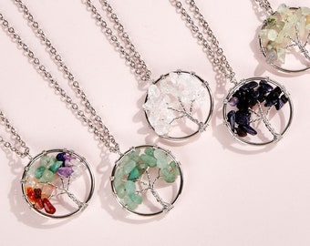 Collar de chakra del árbol de la vida, collar de cristal, colgante de chakra, collar de chakra, collar del árbol de la vida, prosperidad, nutrición, terrenal, conexión a tierra