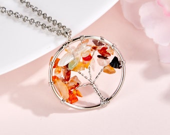 Collar del árbol de la vida, collar del árbol de la vida con los chakras, collar de cristal, colgante de chakras, collar de chakras, prosperidad, nutrición, terrenal, conexión a tierra