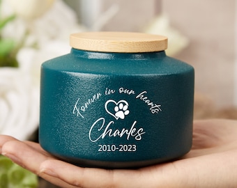 Urna personalizada con forma de huella de mascota, nombre y fecha, urna moderna para cenizas de mascotas, urnas personalizadas para perros y gatos, regalo artístico conmemorativo para mascotas, regalos para recordar a una mascota fallecida.