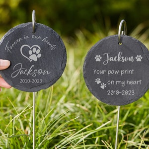 Pedra de jardim memorial personalizada para animais de estimação, pedra de jardim memorial personalizada para cães, pedra de sepultura para animais de estimação, ardósia de jardim gravada com nome do animal de estimação, presentes para perda de animais de estimação