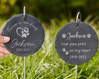 Pietra da giardino commemorativa per animali domestici personalizzata, Pietra da giardino commemorativa per cani personalizzata, Pietra tombale per animali domestici, Ardesia da giardino incisa con nome dell'animale domestico, Regali per la perdita di animali domestici