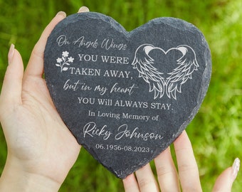 Grabado siempre y para siempre en nuestros corazones Piedra de jardín conmemorativa personalizada, jardín conmemorativo, regalos de simpatía, recuerdo, regalos de duelo