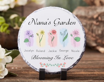 Pietra da giardino della nonna per la mamma, regali di decorazioni da giardino personalizzate per la mamma, pietra da giardino con fiori del mese di nascita personalizzata, regali per la festa della mamma #MS2