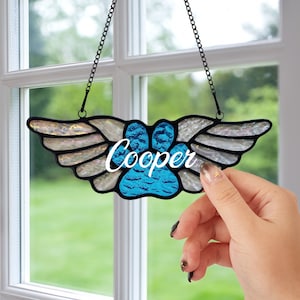Pet Loss of Pet Sympathy Gift,Pet Memorial Suncatcher,Handmade Custom Name Dog Decor,Memorial Dog Lover Gift,Pet Memorial Gift for Dog Lover