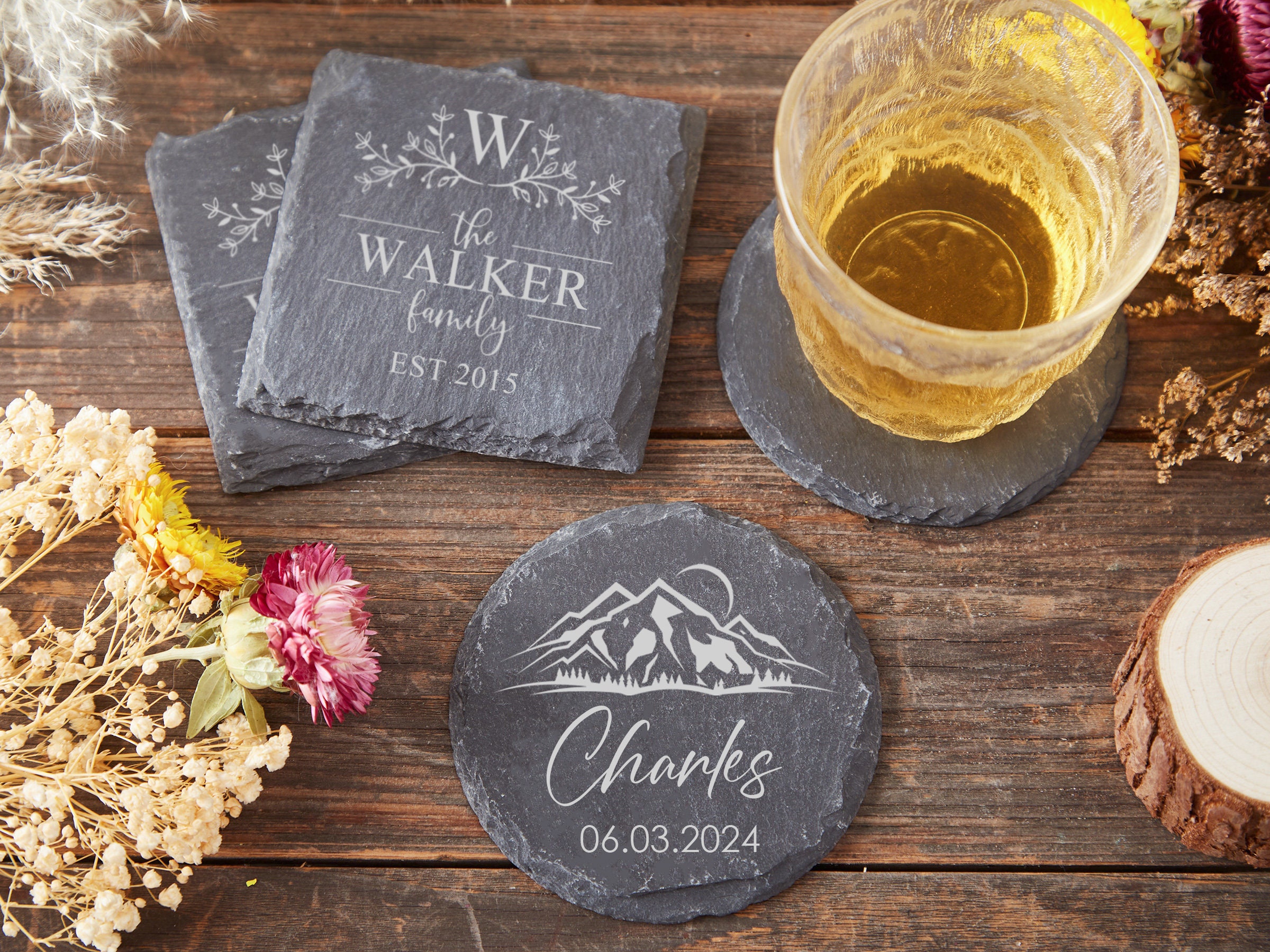 Custom stone drink coasters discount