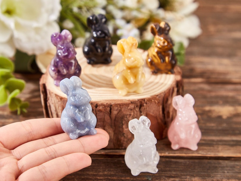 Handmade Crystal Bunny Crystal Rabbit Figurine,gemstone Rabbit,crystal ...