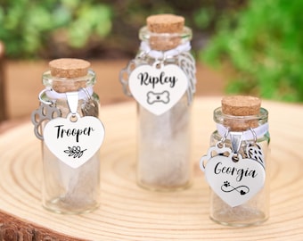 Personalized Pet Memorial Jar,Custom Pet Hair/Ashes Keepsake Box,Pet Memorial Mini Glass Bottle,Cat Dog Loss Gift,Pet Sympathy Gift,Pet Gift