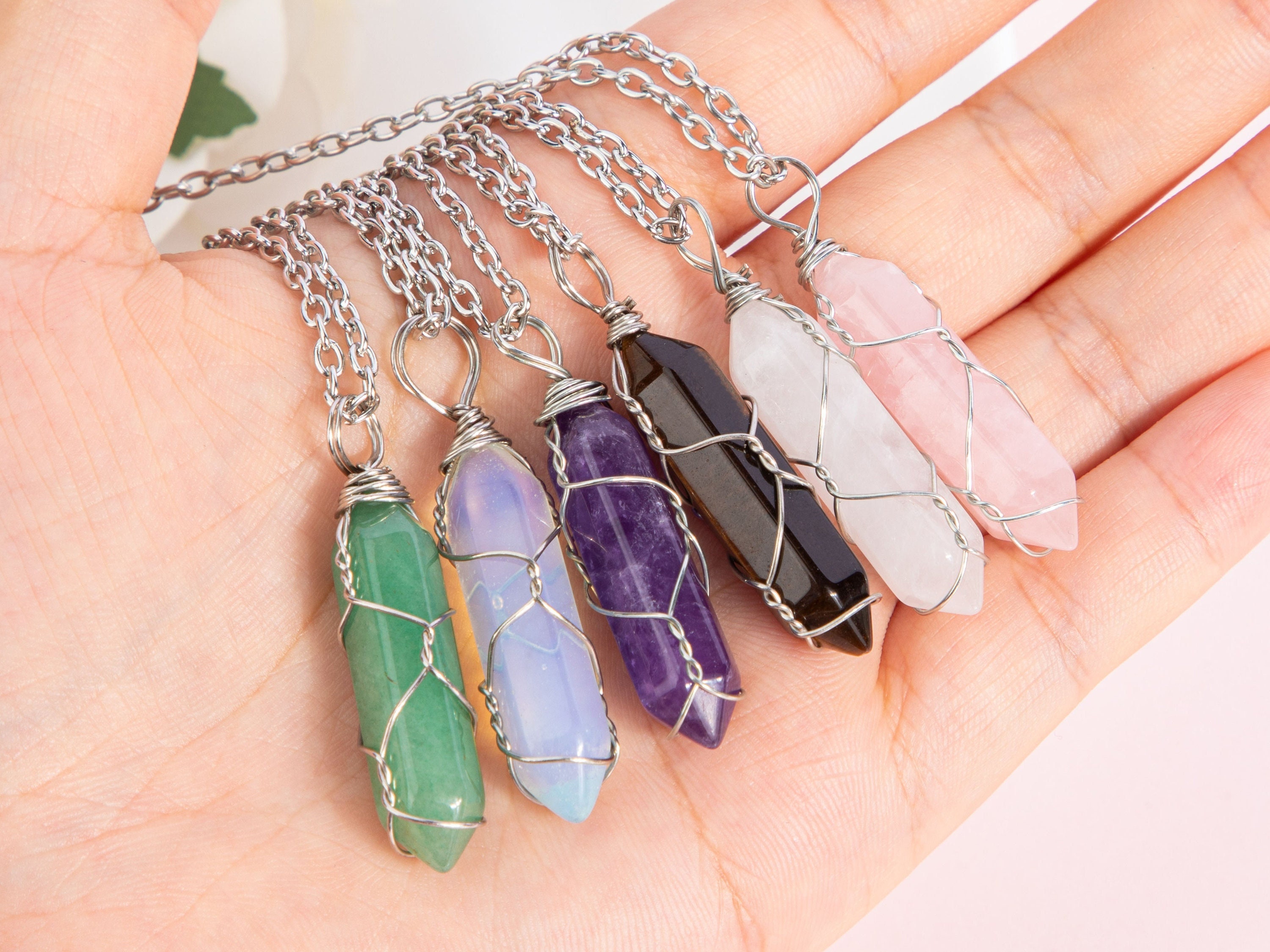 注目の的【NEEDLES】 Necklace ネックレス - Amethyst Wire Wrapped Crystal Necklace,crystal Necklace Natural Stone