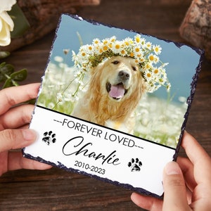 PERSONALIZED Photo Rock Slate,Pet Loss Gift,Dog Memorial Gift,Pet Sympathy Gift,Cat Bereavement Photo Gift,Loss of Pet,Memorial Photo Plaque