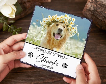 PERSONALIZED Photo Rock Slate,Pet Loss Gift,Dog Memorial Gift,Pet Sympathy Gift,Cat Bereavement Photo Gift,Loss of Pet,Memorial Photo Plaque