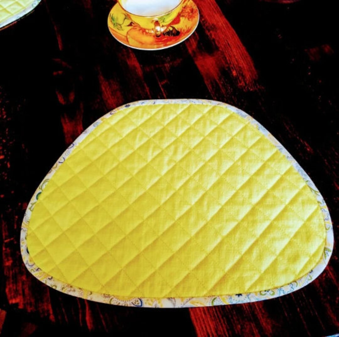 Set of Two Quilted Lemon Yellow Table Mats/placemats for Round Etsy