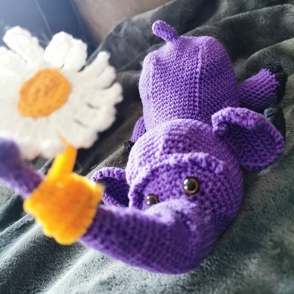 Éléphant éléphant Amigurumi Éléphant crocheté avec fleur