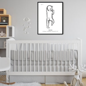 GEBURTSPOSTER im Maßstab 1:1 / Personalisiertes Geburt Poster / Baby Poster / birth print / Neugeborenen Illustration / digitale Druck