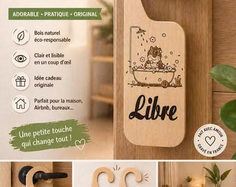 Letrero para puerta de baño "Disponible Ocupado" - Letrero de madera grabado - Regalo casero con humor