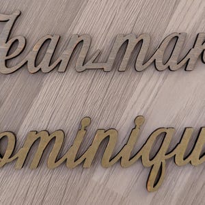 nome o cognome in legno di tiglio, segnaposto sulla porta della camera da letto, segnaposto sulla toilette, segnaposto per il pasto in famiglia, matrimonio, compleanno, Natale, Capodanno.