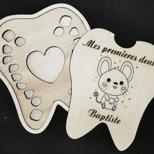 Caja para dientes de bebé personalizada: recuerdo único para niños, regalo de nacimiento o bautismo. todos los idiomas