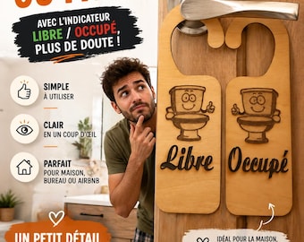 Plaque de Toilettes "Libre" et "Occupé" - Signalisation Fun et Pratique pour les toilettes