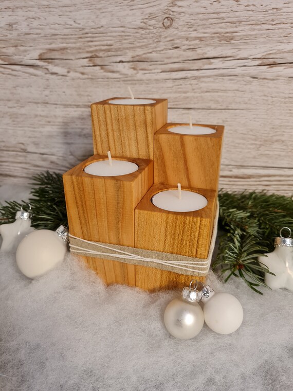 Adventskranz Für Teelichter Aus Holz & Metall – Mit Zahlen 1-4, 40,5 X 19 Cm, Wiederverwendbare Weihnachtsdeko