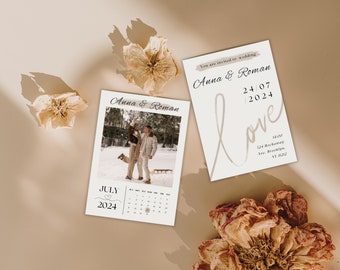 Minimalistische Hochzeitseinladung, Vorlagenset, minimalistisches Hochzeitsmonogramm, bedruckbare, bearbeitbare Hochzeitseinladung, Templett INSTANT Download