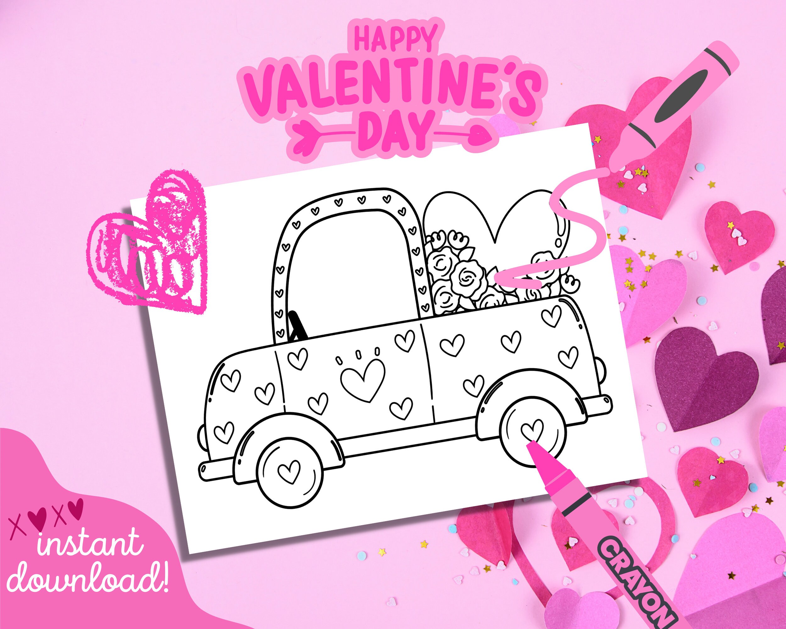 Valentines Day Coloring Pages Dltk Cars
