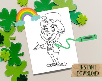 St. Patrick's Day Coloring Page Coloring Sheet Leprechaun Coloring Page for Kids Activities Teacher Resources Irish St. Patty's