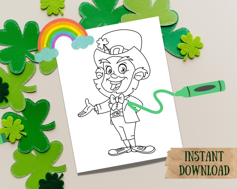 St. Patrick's Day Coloring Page Coloring Sheet Leprechaun - Etsy