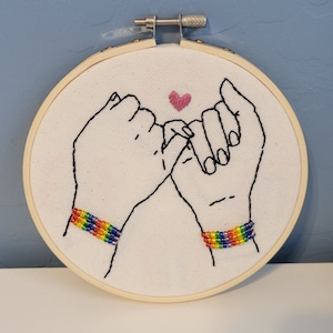 Pride Hoop, Hand Embroidery, LGBTQIA+, Wedding Gift, Birthday Gift