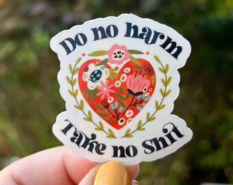 Sticker Do No Harm Take No Shit Floral Stickers for Laptop Hydroflask Custom Stickers Sheet Book