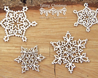 Tatting christmas - small stars - decorative ornament, chipboard, Scrapiniec