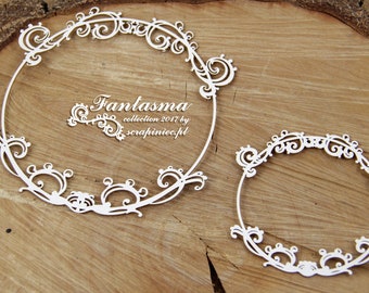 Fantasma - 2 round frames - decorative ornament, chipboard, Scrapiniec