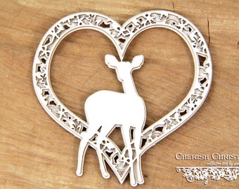 Cherish Christmas - 2 layers heart 02 - decorative ornament, chipboard, Scrapiniec