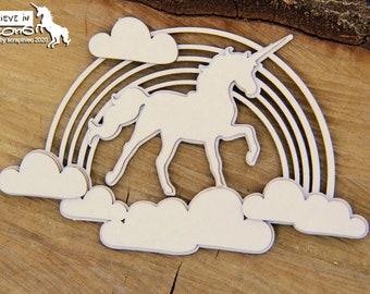 Believe in unicorns - rainbow decor  - decorative ornament, chipboard, Scrapiniec