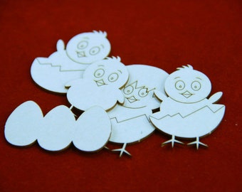 A set of chicks, Easter, decorative ornament, chipboard, Scrapiniec