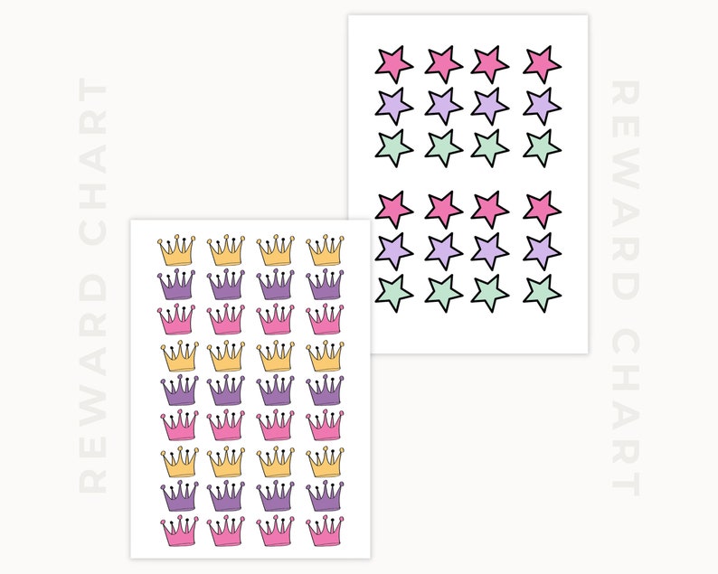 Printable Kids Reward Chart Bundle Girl Sticker Chart Etsy
