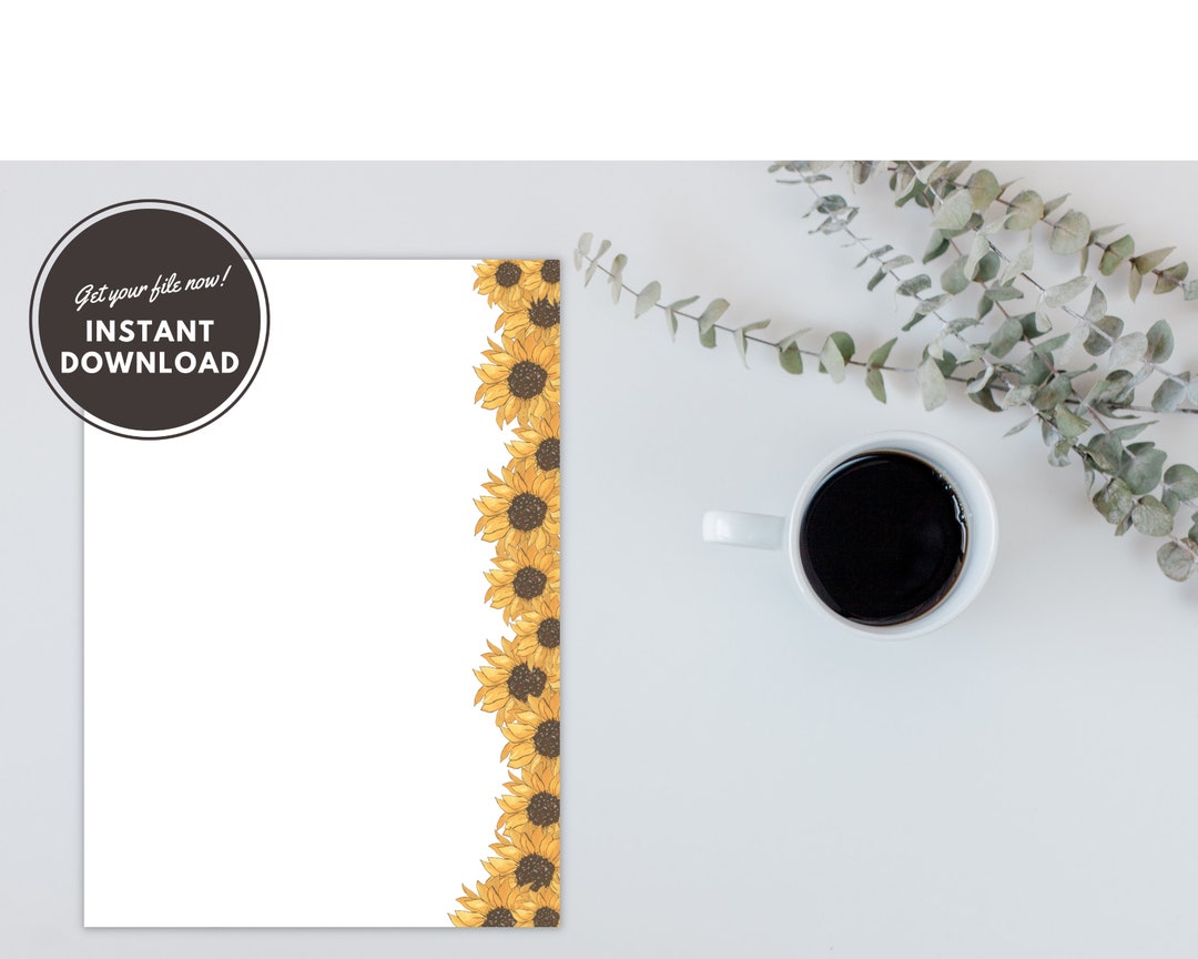 Printable Sunflower Stationery Printable Line Paper Writing - Etsy