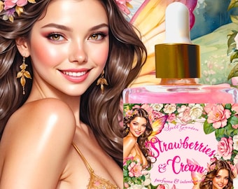 Aardbeien en room Parfumolie/Aardbeienmelk Parfumoliespray/Aardbeienbodyboter/Roll-On parfumolie/Gouden bodyglans