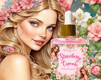 Aardbeiencupcake-parfumolie/Aardbeienparfumolie/Lichaamsboter/Roll-On parfumolie/alcoholvrije parfumolie/ritueelolie/Gold Body Shimmer