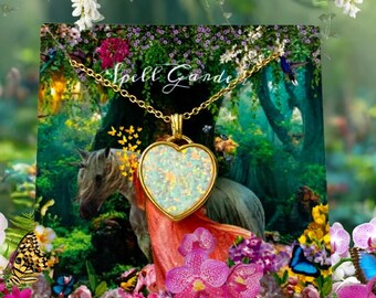 Opal Necklace, Heart Locket Necklace, Heart Picture Locket, Double Photo Locket Necklace, Two Photo Locket Stirling Silver Locket Necklace