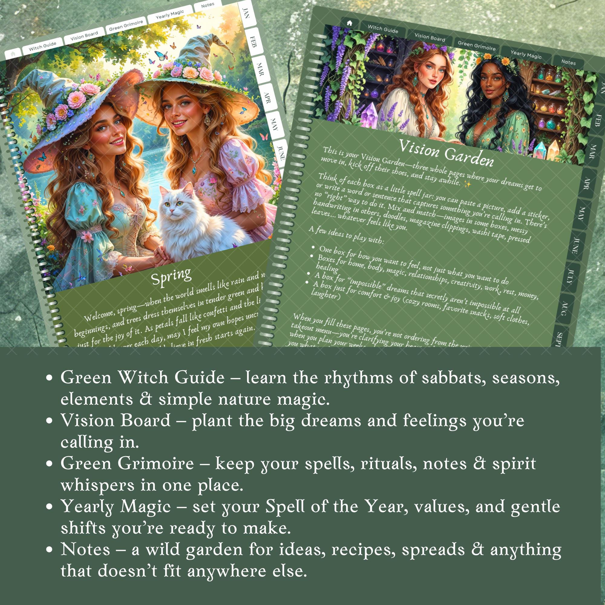 2026 Green Witch Digital Planner Goodnotes Hyperlinked Witchcraft ...