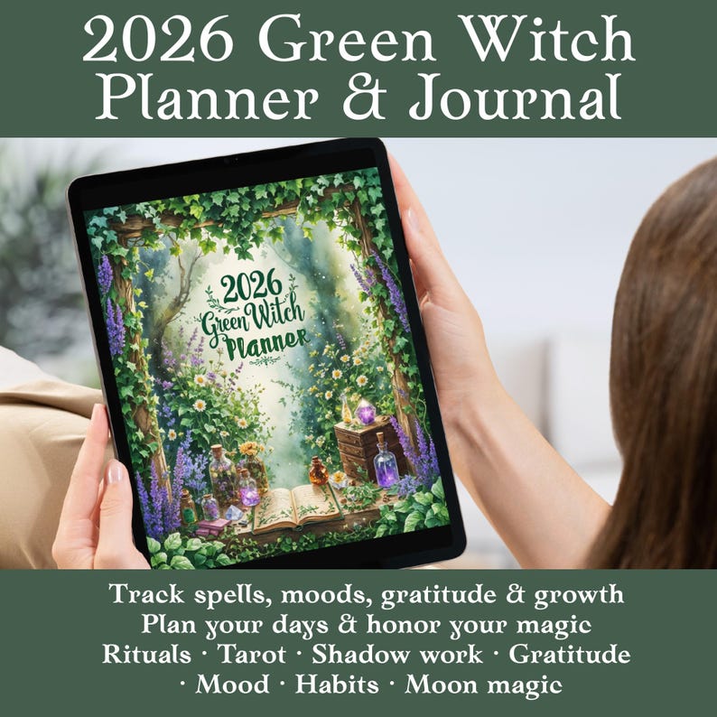 2026 Green Witch Digital Planner Goodnotes Hyperlinked Witchcraft ...