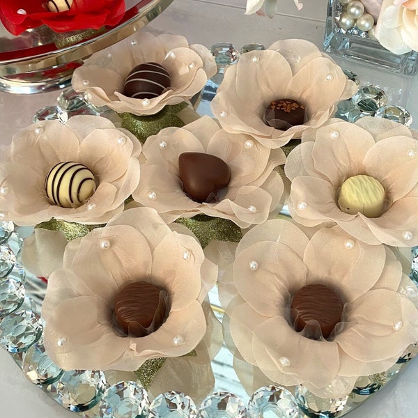 Luxurious Fabric Flower Truffle Wrapper Liner Fancy Truffle Wrappers Truffle Wrappers Luxury Wedding Favors Tea Party Flowers Favors Dessert