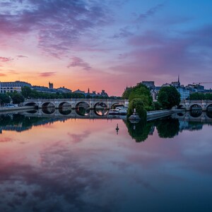 Paris-Seine-Pont Nuef Sunrise over Paris with Beautiful Sky Reflection