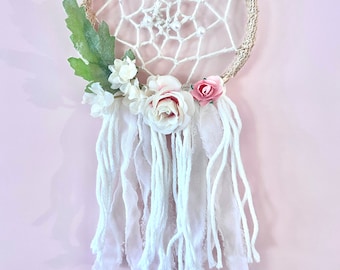 Floral Dreamcatcher/ Mini Dreamcatcher/ Nursery Decor/ Bridal Shower Gifts Dreamcatcher/ Bohemian Dreamcatcher/Pink Floral Dreamcatcher