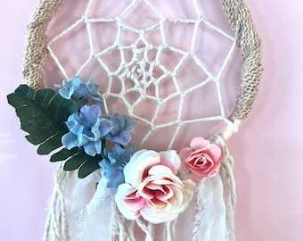 Floral Dreamcatcher/ Mini Dreamcatcher/ Nursery Decor/ Bridal Shower Gifts Dreamcatcher/ Bohemian Dreamcatcher/Pink Floral Dreamcatcher