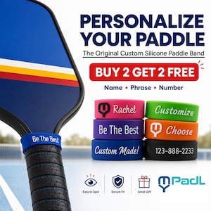 Personalized Pickleball Paddle Band - Custom Silicone Name Band image 1