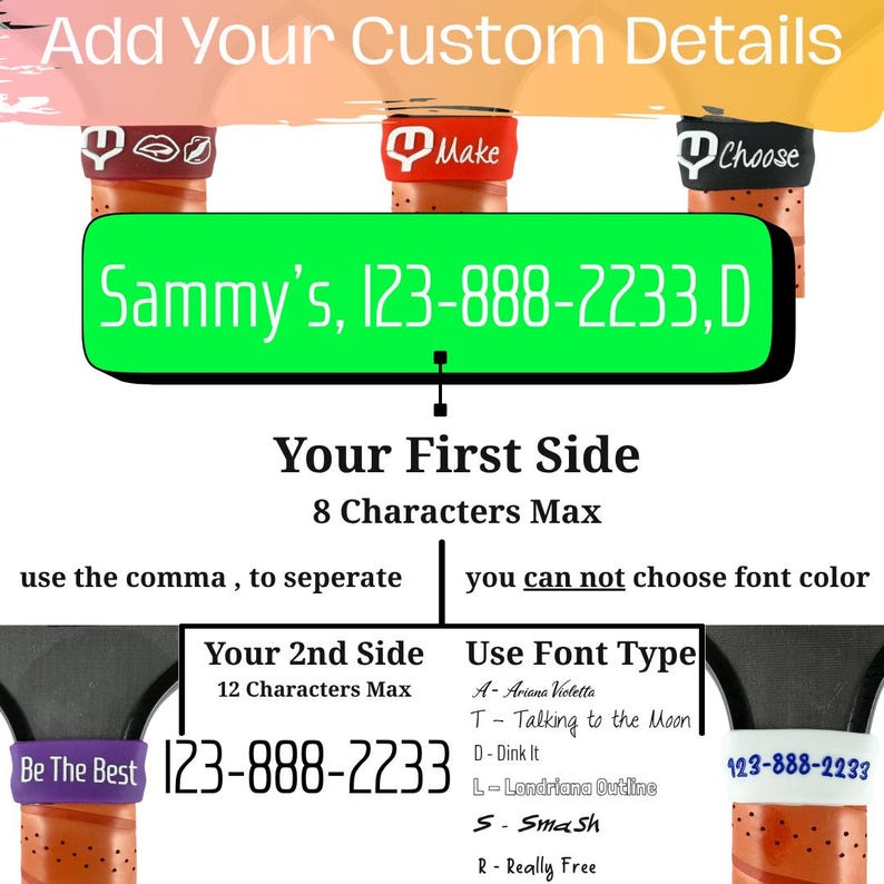 Personalized Pickleball Paddle Band - Custom Silicone Name Band image 4
