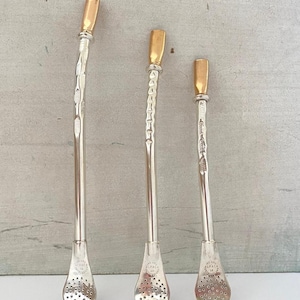 German silver curved bombilla, alpaca mate bombilla
